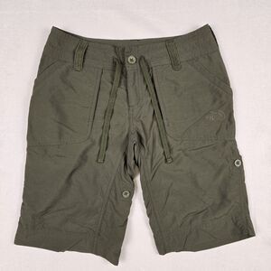 The North Face Shorts Womens Sz 0 Green Horizon 2.0 Roll Up Outdoor Hiking Nylon